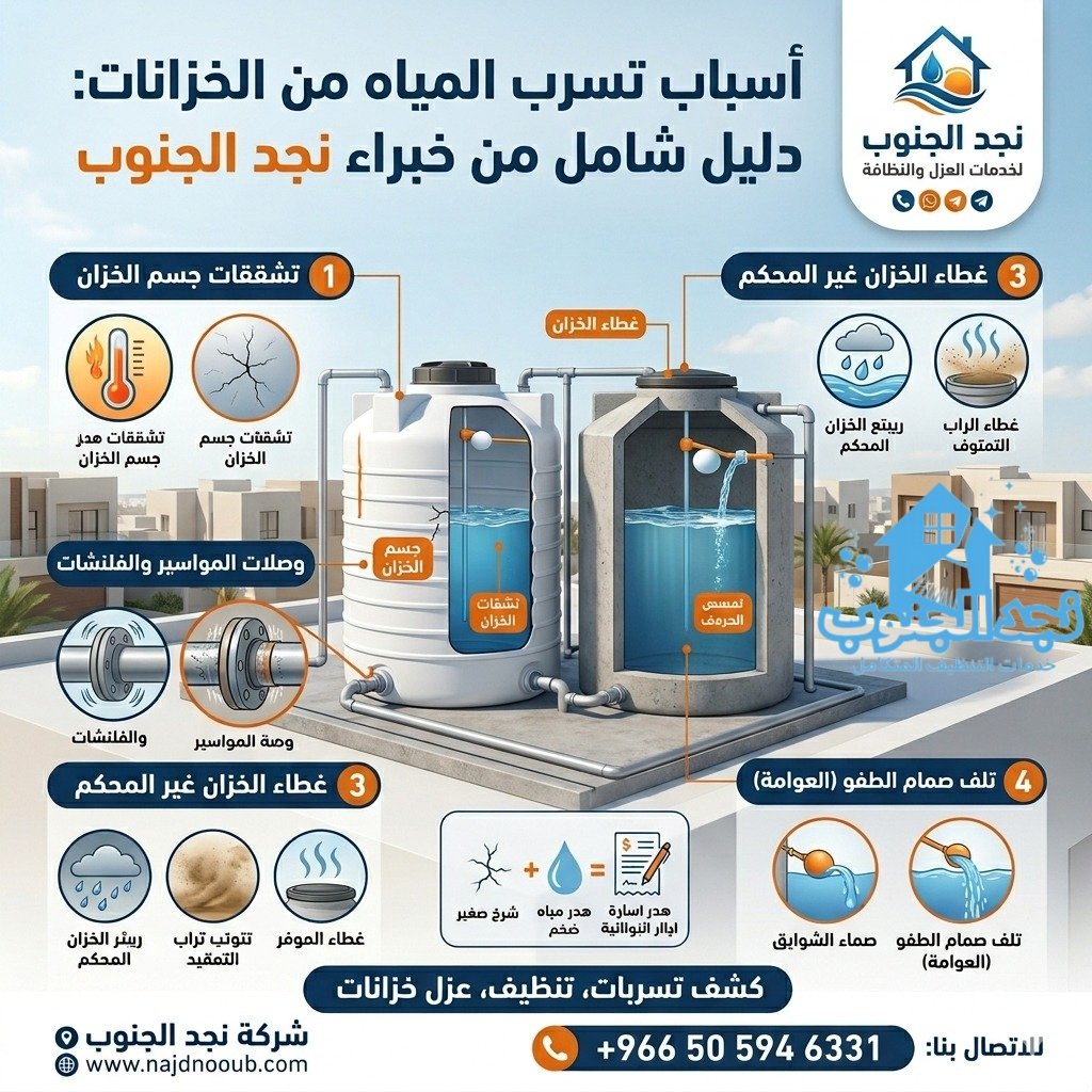 أسباب تسرب المياه من الخزانات