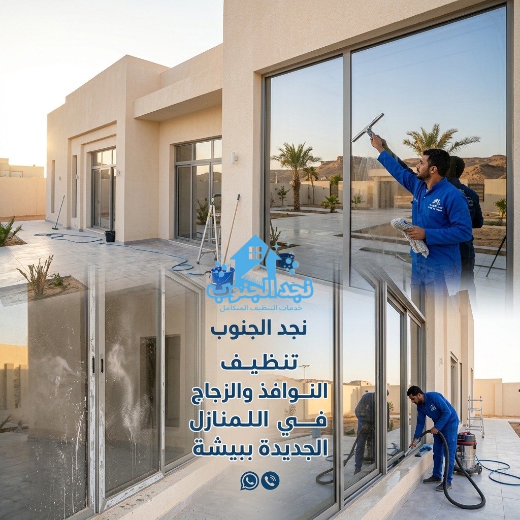 تنظيف النوافذ والزجاج في المنازل الجديدة ببيشة