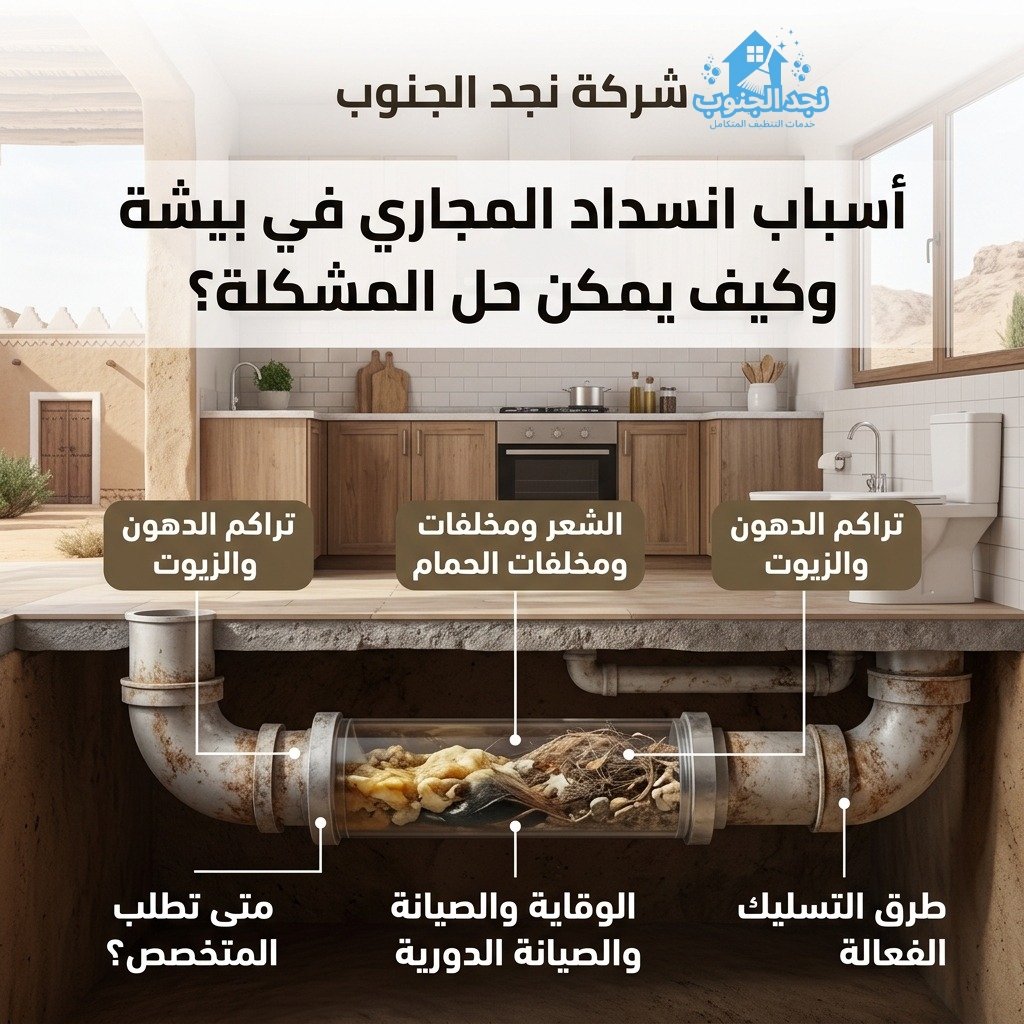 أسباب انسداد المجاري في ببيشة